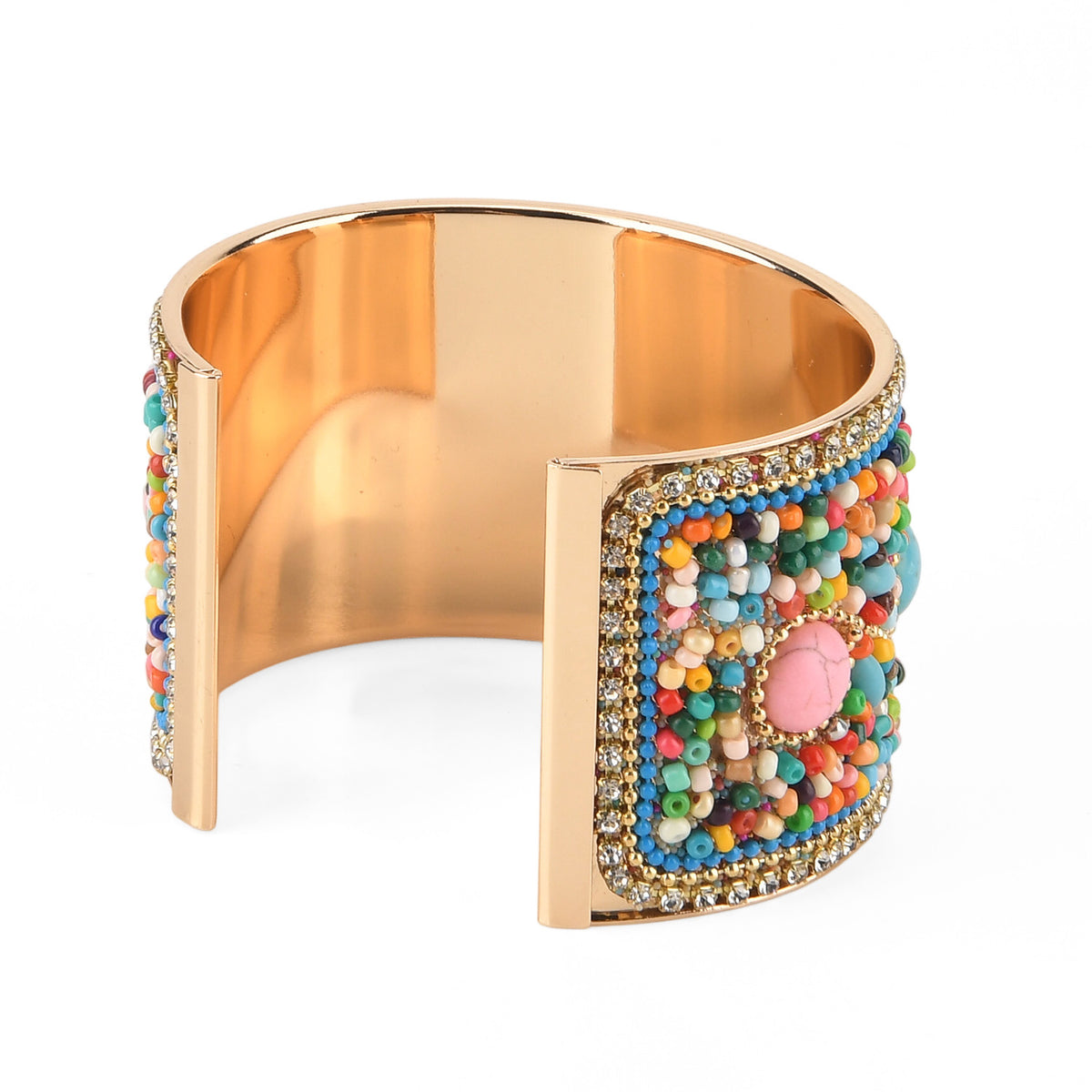 Set of 2 - Designer Inspired Turquoise Embellished Headband and Cuff Bracelet Set - Multi Colour V32565543 8