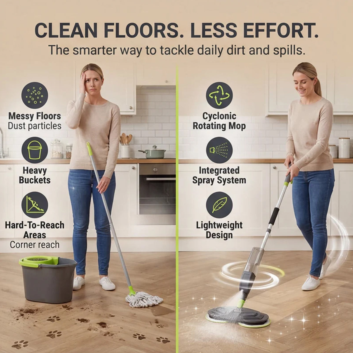 Brand New - Shine Rotating Mop With Spray - Grey V32655757 1