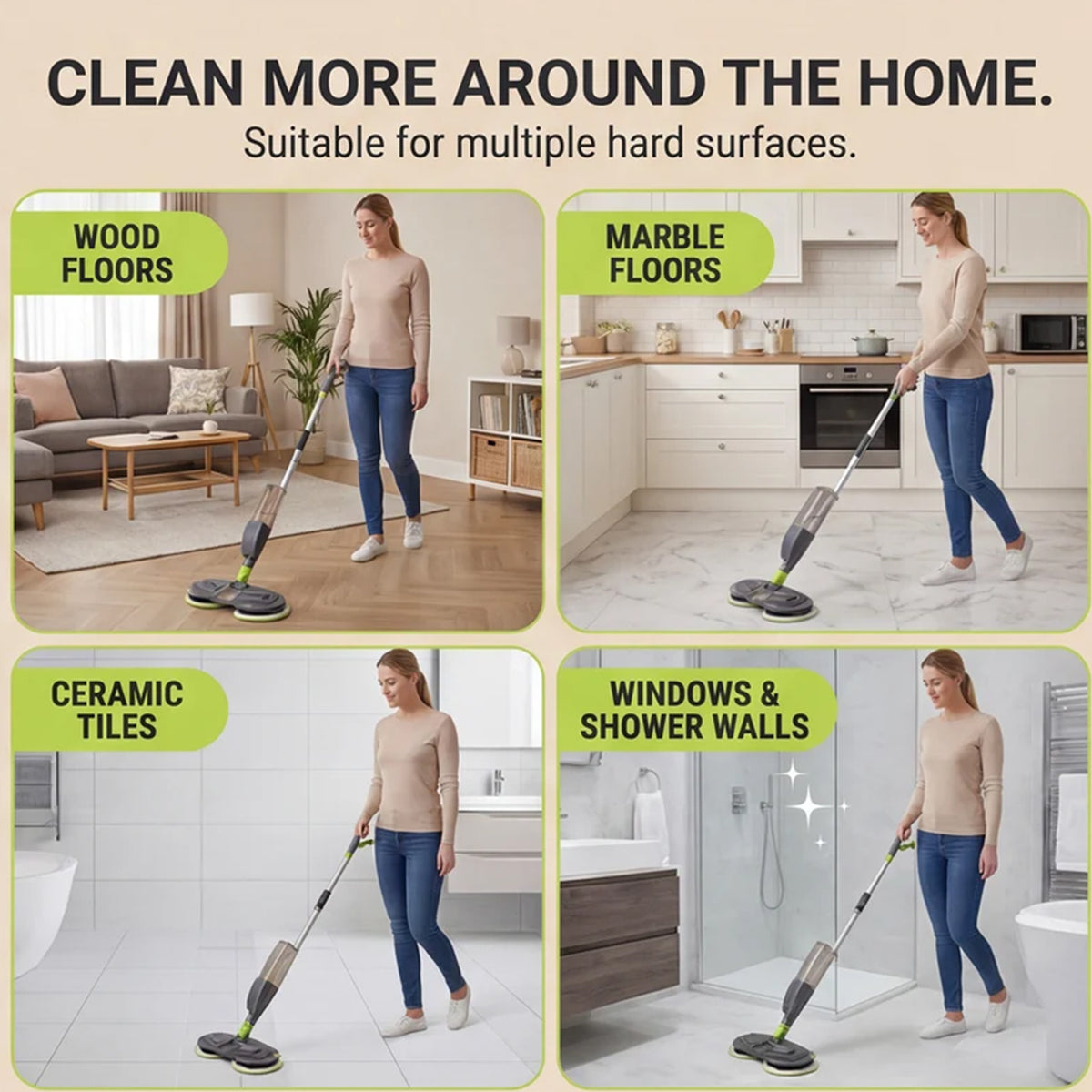 Brand New - Shine Rotating Mop With Spray - Grey V32655757 4