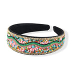 Set of 2 - Designer Inspired Multi-colour Stones Floral Embellished Headband and Cuff Bracelet Set_8575004_4