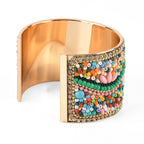 Set of 2 - Designer Inspired Multi-colour Stones Floral Embellished Headband and Cuff Bracelet Set_8575004_7