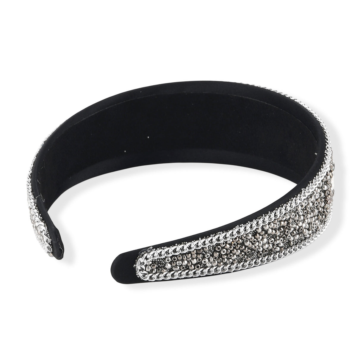 Set of 2 - Designer Inspired Eye Pattern Embellished Headband and Cuff Bracelet Set - Silver V32565296 6