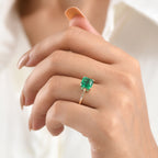 9K Yellow Gold Premium AAAA Lab Grown Colombian Emerald Solitaire Ring 2.85 Ct._8575007_1
