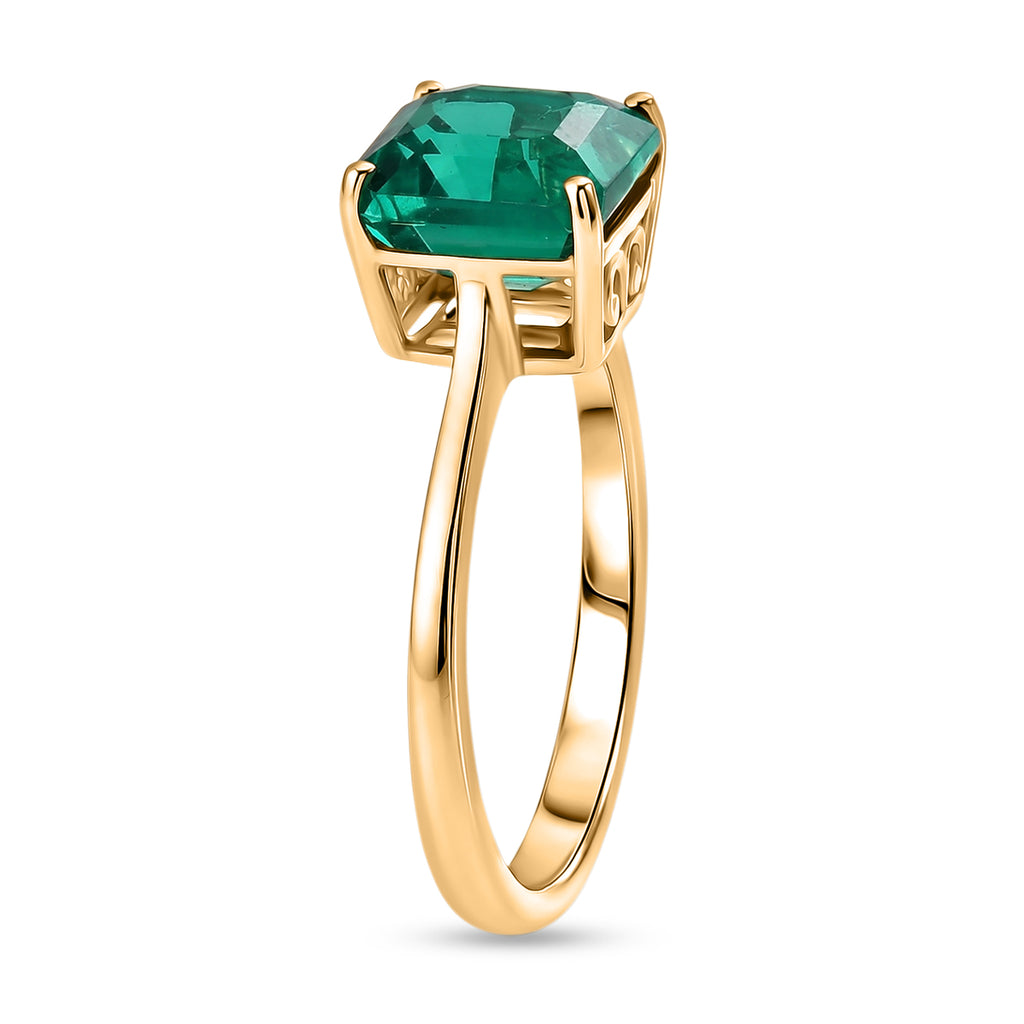 9K Yellow Gold Premium AAAA Lab Grown Colombian Emerald Solitaire Ring 2.85 Ct._8575007_3