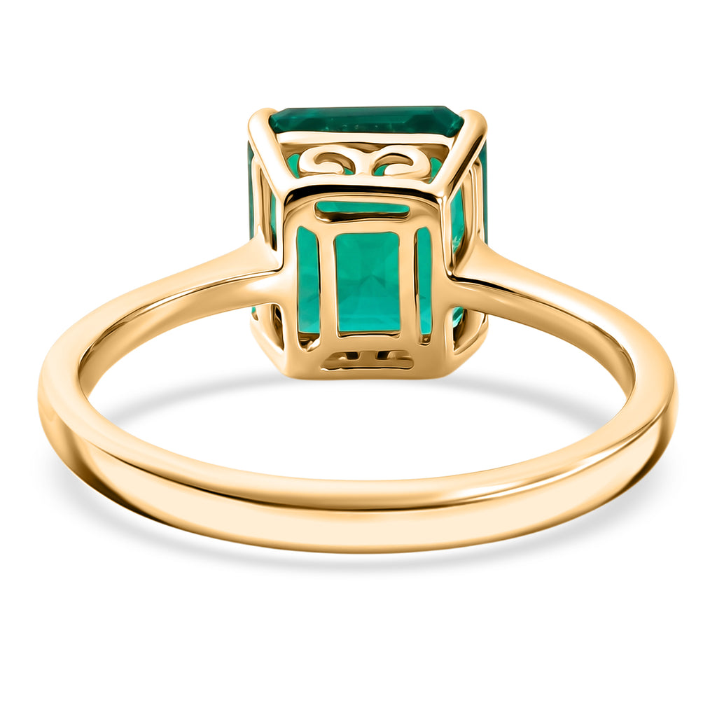 9K Yellow Gold Premium AAAA Lab Grown Colombian Emerald Solitaire Ring 2.85 Ct._8575007_4