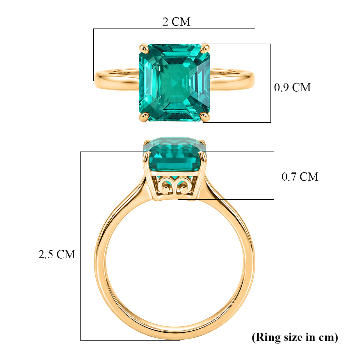 9K Yellow Gold Premium AAAA Lab Grown Colombian Emerald Solitaire Ring 2.85 Ct. V32517804 6