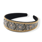 Set of 2 - Designer Inspired Floral Pattern Embellished Headband and Cuff Bracelet Set - Gold_8575015_4