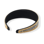 Set of 2 - Designer Inspired Floral Pattern Embellished Headband and Cuff Bracelet Set - Gold_8575015_5
