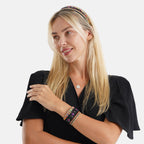 Set of 2 - Designer Inspired Multi-colour Stones Embellished Headband and Cuff Bracelet Set - Black_8575016_2