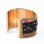 Set of 2 - Designer Inspired Multi-colour Stones Embellished Headband and Cuff Bracelet Set - Black_8575016_7