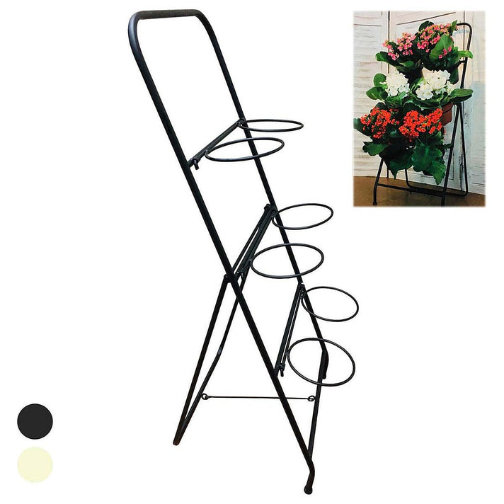 6-Circle Metal Plant Rack - 80cm Tall Black Tiered Garden Stand 8575019 1