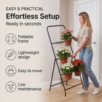 6-Circle Metal Plant Rack - 80cm Tall Black Tiered Garden Stand