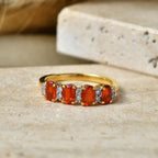 Luxuriant - Natural Crimson Fire Opal & Lab Grown Diamond (SI/G-H) Ring in Yellow Gold Plated Sterling Silver 0.76 Ct._8575041_2