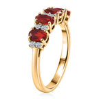 Luxuriant - Natural Crimson Fire Opal & Lab Grown Diamond (SI/G-H) Ring in Yellow Gold Plated Sterling Silver 0.76 Ct._8575041_3