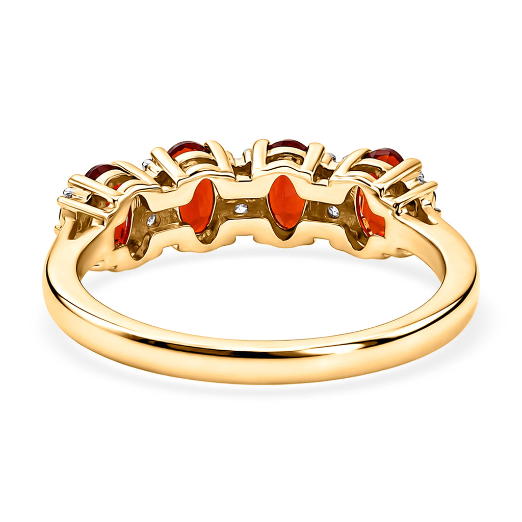Luxuriant - Natural Crimson Fire Opal & Lab Grown Diamond (SI/G-H) Ring in Yellow Gold Plated Sterling Silver 0.76 Ct._8575041_4