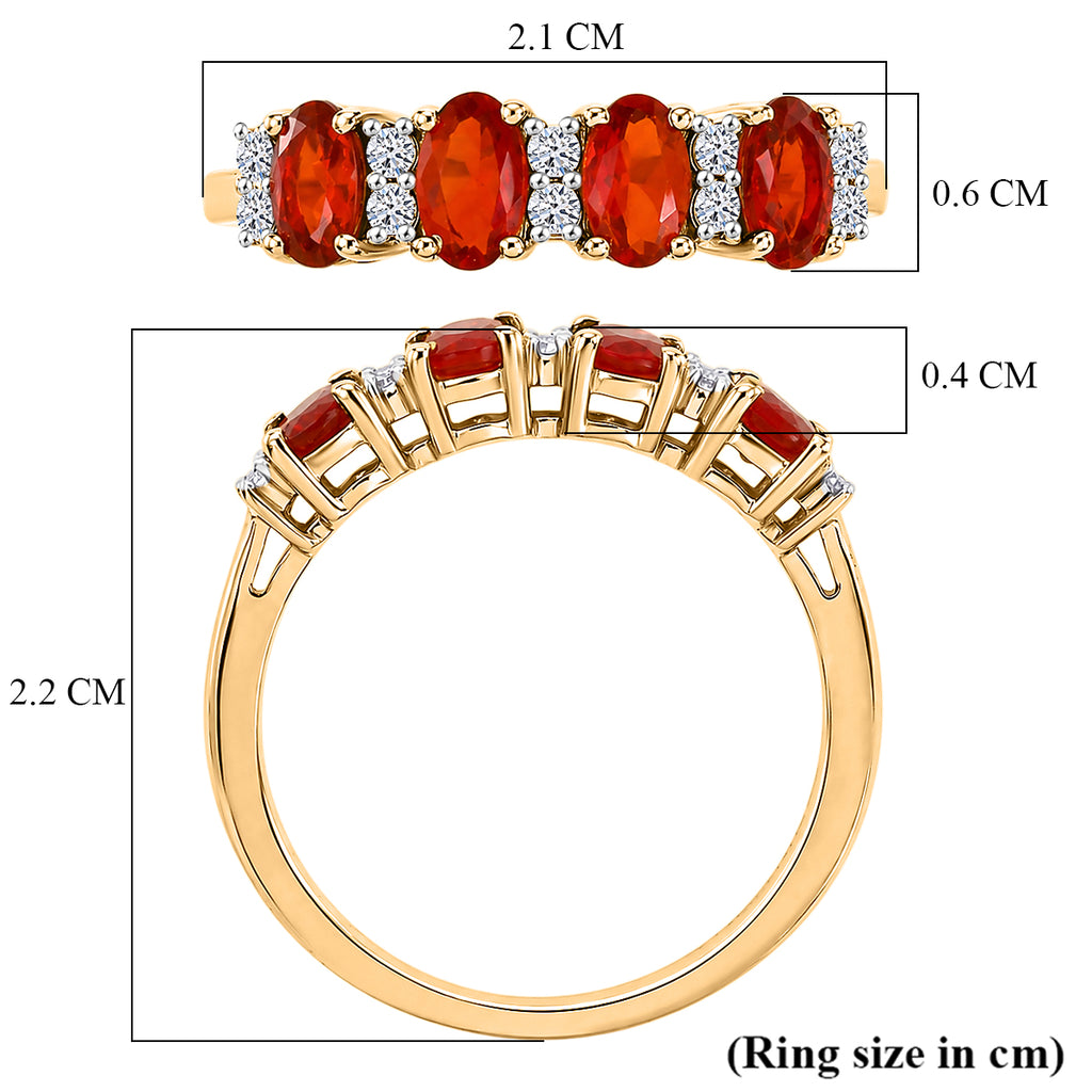 Luxuriant - Natural Crimson Fire Opal & Lab Grown Diamond (SI/G-H) Ring in Yellow Gold Plated Sterling Silver 0.76 Ct._8575041_5