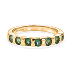 D'Joy - AAA Zambian Emerald 7 Stone Band Ring in 18K Vermeil Yellow Gold Plated Sterling Silver_8575374