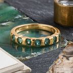 D'Joy - AAA Zambian Emerald 7 Stone Band Ring in 18K Vermeil Yellow Gold Plated Sterling Silver_8575374_2