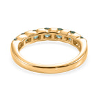 D'Joy - AAA Zambian Emerald 7 Stone Band Ring in 18K Vermeil Yellow Gold Plated Sterling Silver_8575379_4