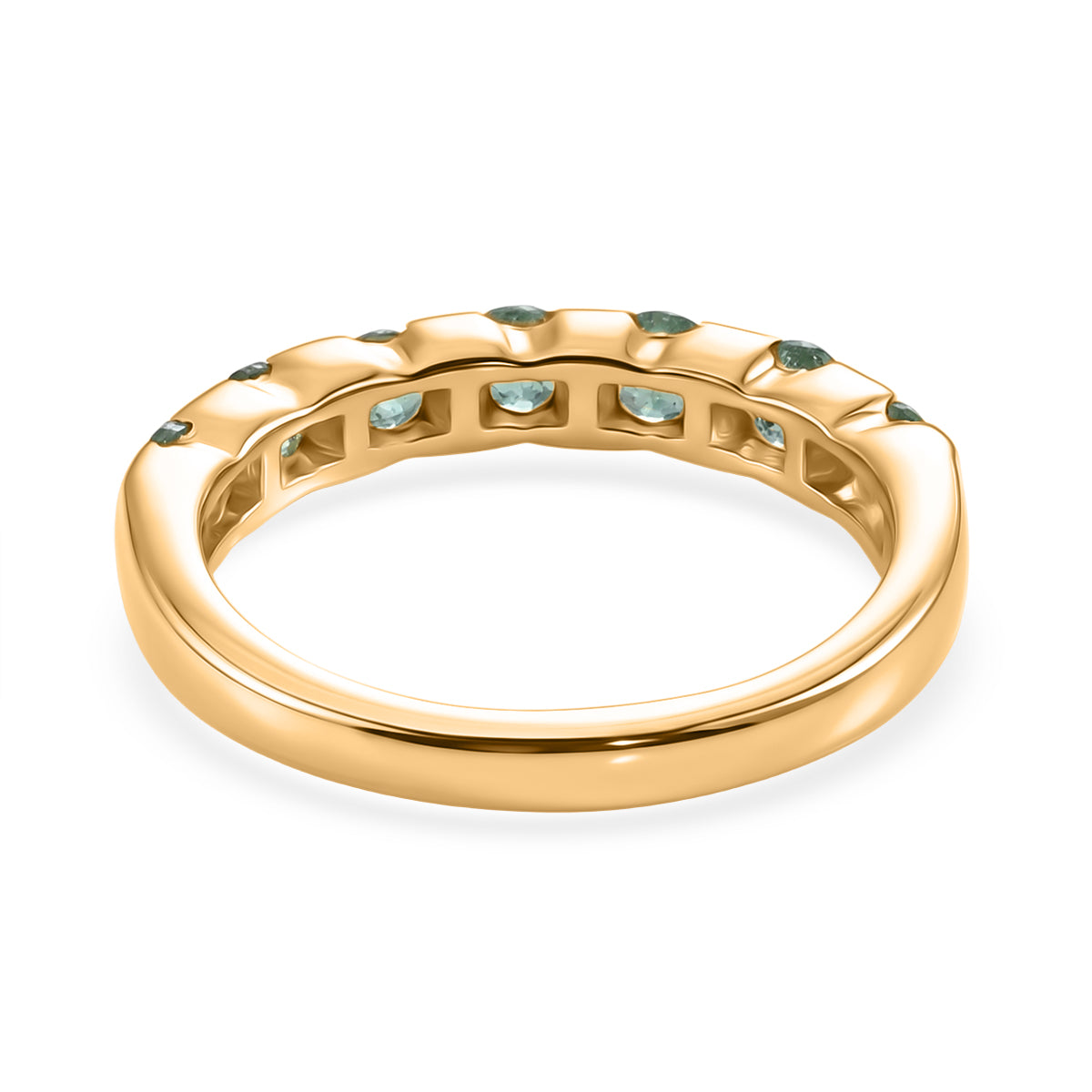 D'Joy - AAA Zambian Emerald 7 Stone Band Ring in 18K Vermeil Yellow Gold Plated Sterling Silver V32523008 5