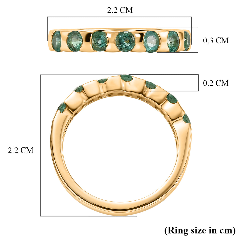 D'Joy - AAA Zambian Emerald 7 Stone Band Ring in 18K Vermeil Yellow Gold Plated Sterling Silver_8575379_5