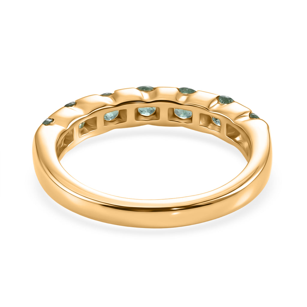 D'Joy - AAA Zambian Emerald 7 Stone Band Ring in 18K Vermeil Yellow Gold Plated Sterling Silver_8575381_4