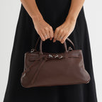 Women's Genuine Leather Modern Top-Handle Satchel Bag with Adjustable Shoulder Strap - Chocolate_8575459_2