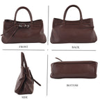 Women's Genuine Leather Modern Top-Handle Satchel Bag with Adjustable Shoulder Strap - Chocolate_8575459_3