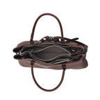 Women's Genuine Leather Modern Top-Handle Satchel Bag with Adjustable Shoulder Strap - Chocolate_8575459_4