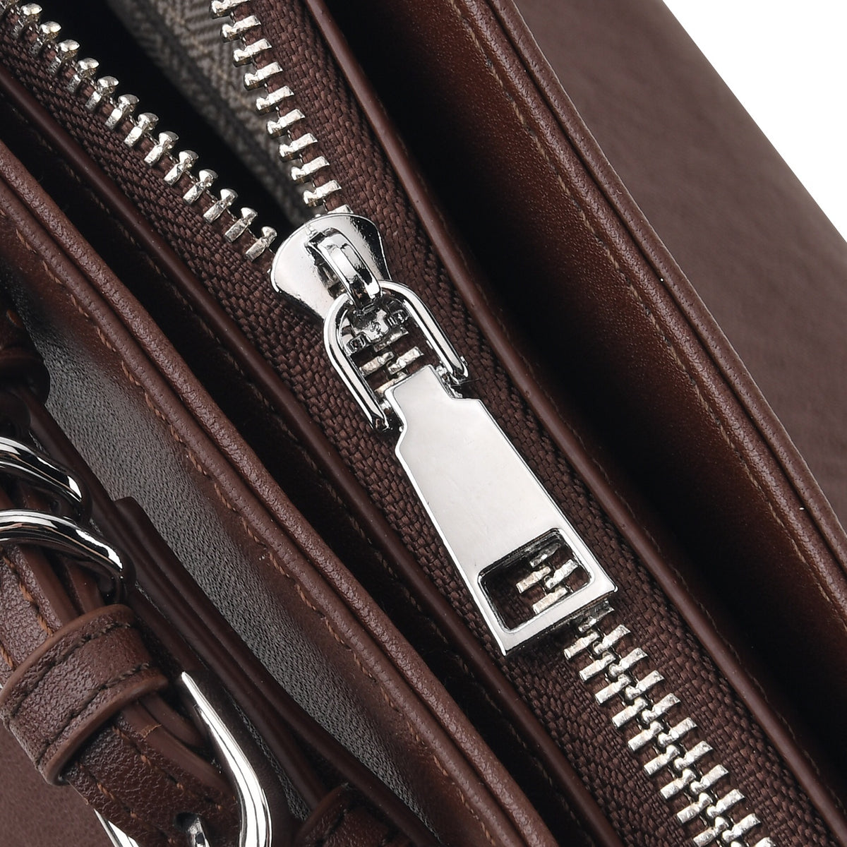 Women's Genuine Leather Modern Top-Handle Satchel Bag with Adjustable Shoulder Strap - Chocolate V32639239 6