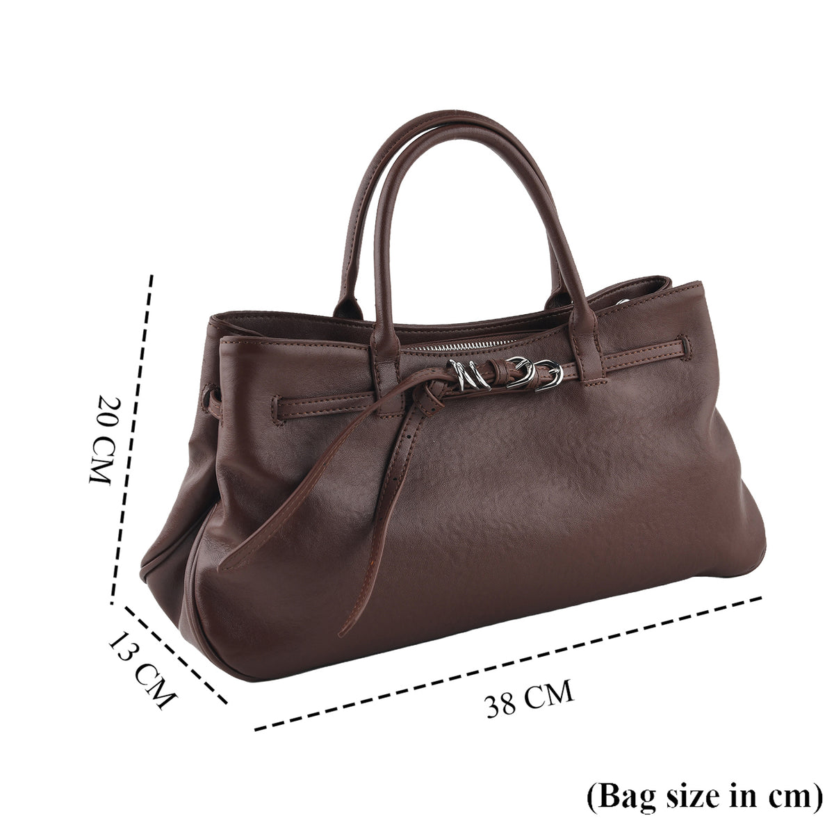 Women's Genuine Leather Modern Top-Handle Satchel Bag with Adjustable Shoulder Strap - Chocolate V32639239 7