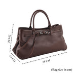 Women's Genuine Leather Modern Top-Handle Satchel Bag with Adjustable Shoulder Strap - Chocolate_8575459_6
