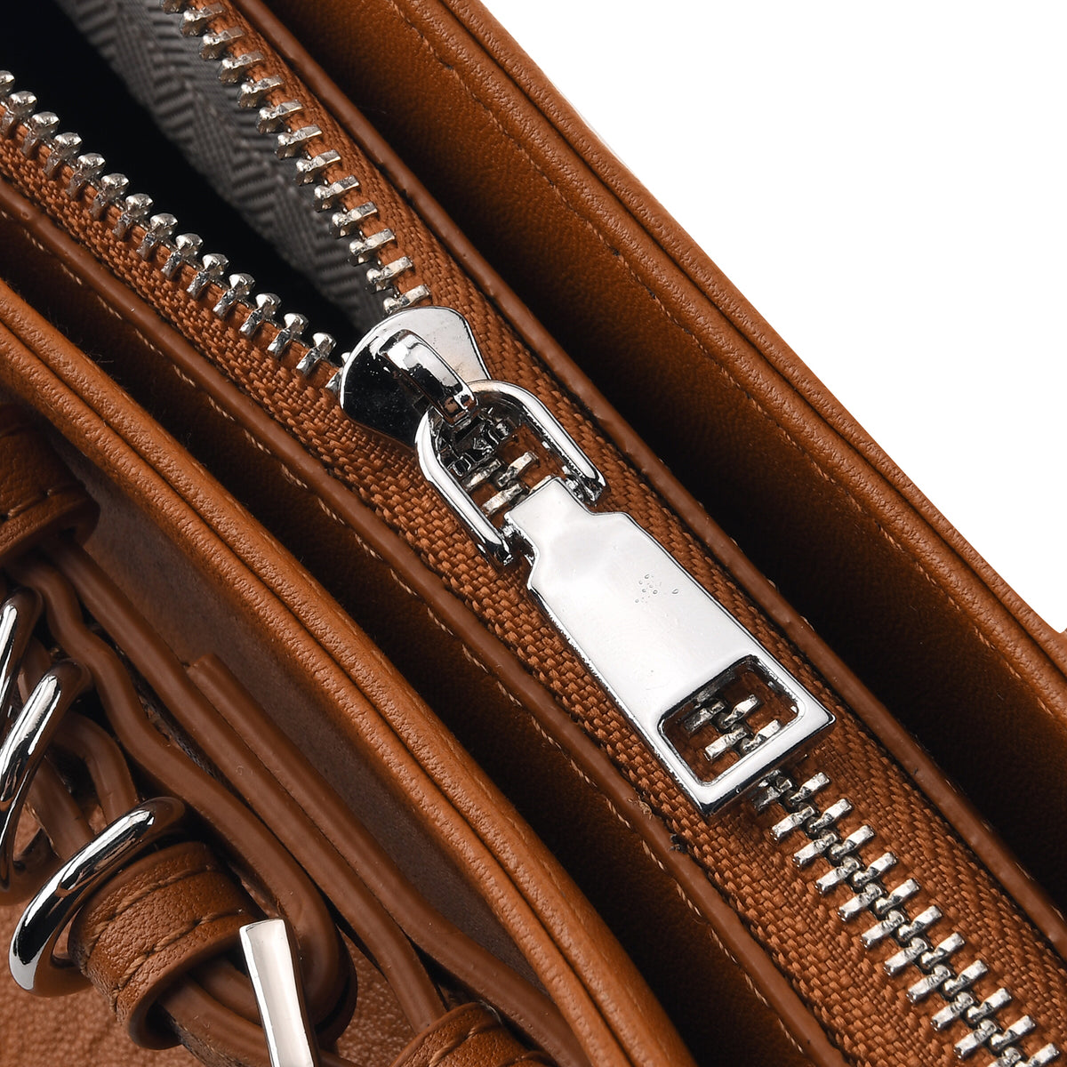 Women's Genuine Leather Modern Top-Handle Satchel Bag with Adjustable Shoulder Strap - Tan V32639560 6