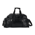 100% Genuine Leather Holdall Travel Duffel Bag - Black_8575475