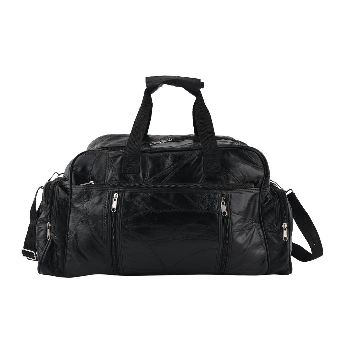 100% Genuine Leather Holdall Travel Duffel Bag - Black 8575475 0