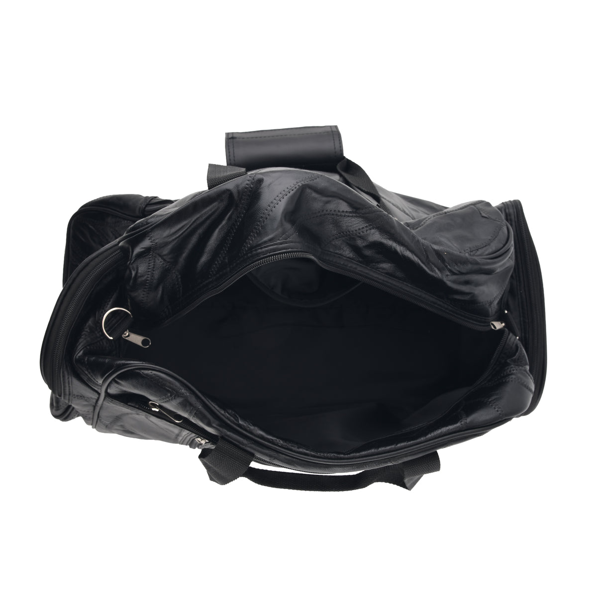 100% Genuine Leather Holdall Travel Duffel Bag - Black 8575475 4