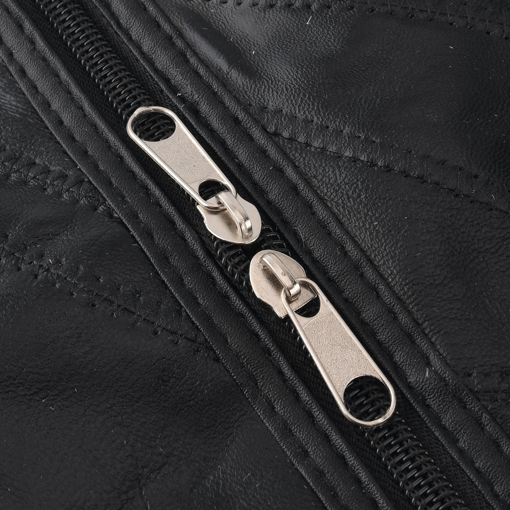 100% Genuine Leather Holdall Travel Duffel Bag - Black_8575475_5