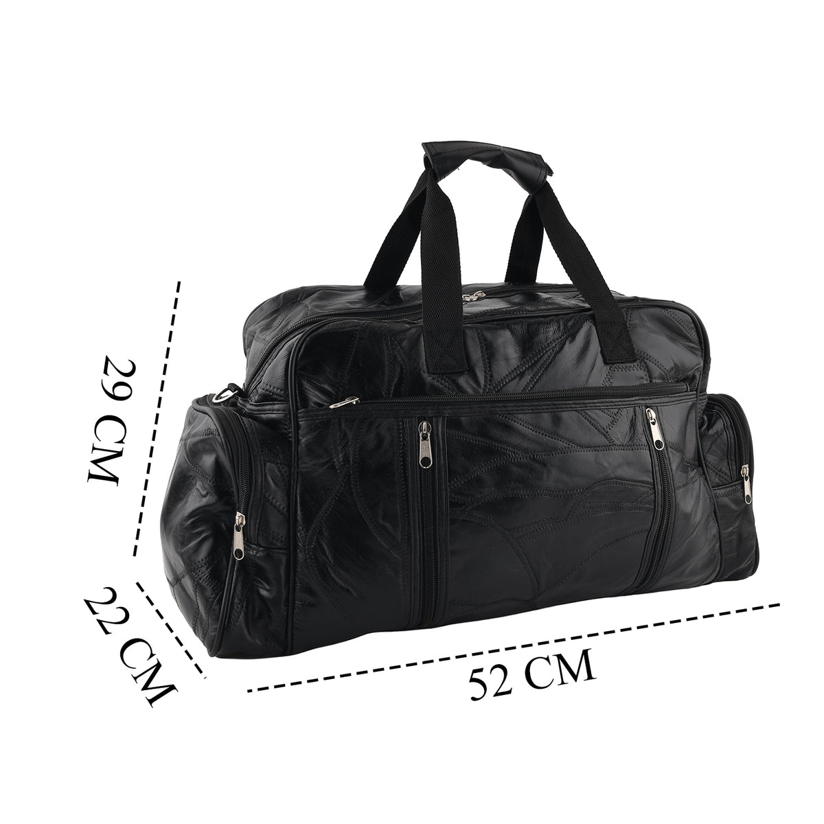 100% Genuine Leather Holdall Travel Duffel Bag - Black 8575475 6