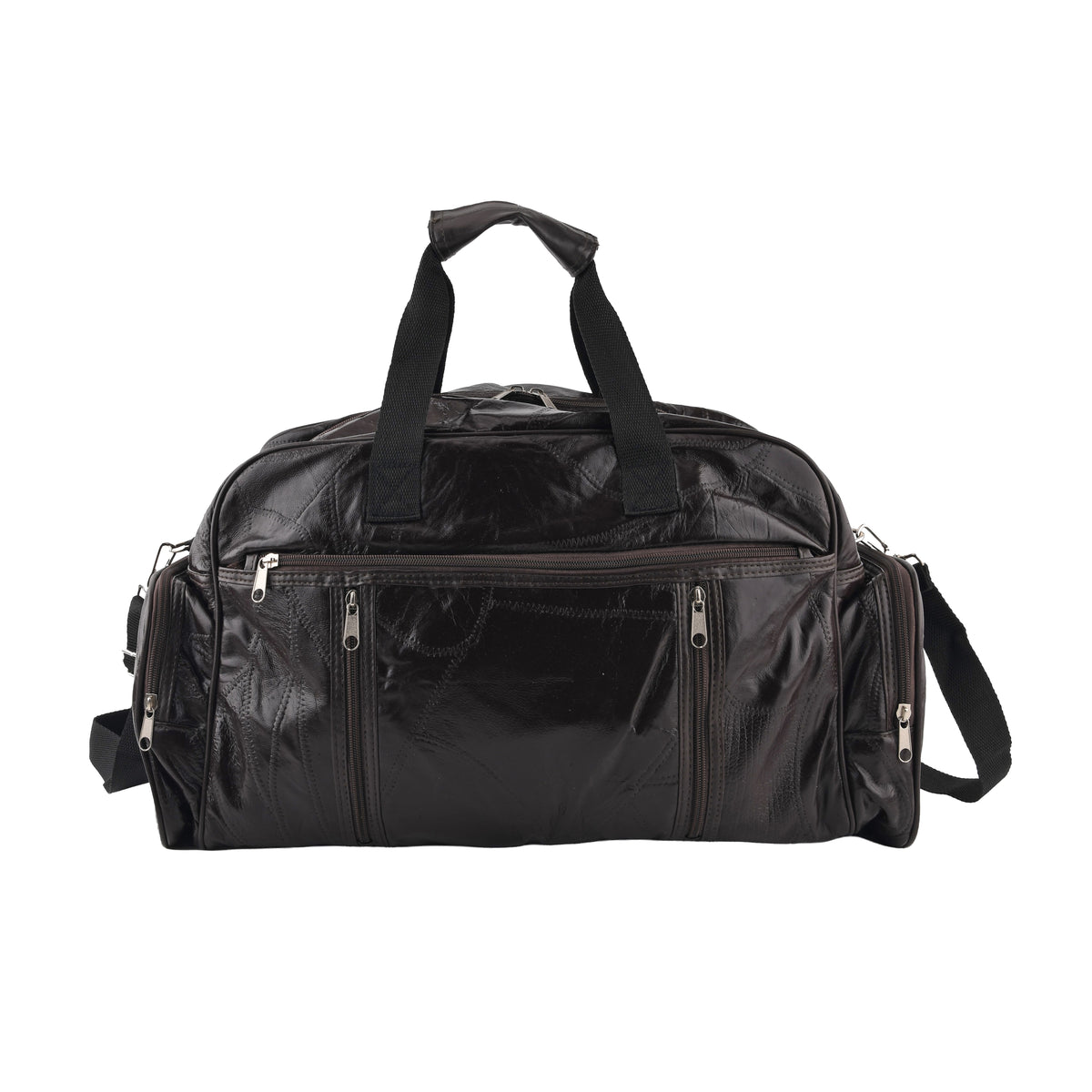 100% Genuine Leather Holdall Travel Duffel Bag - Brown V32665562 0