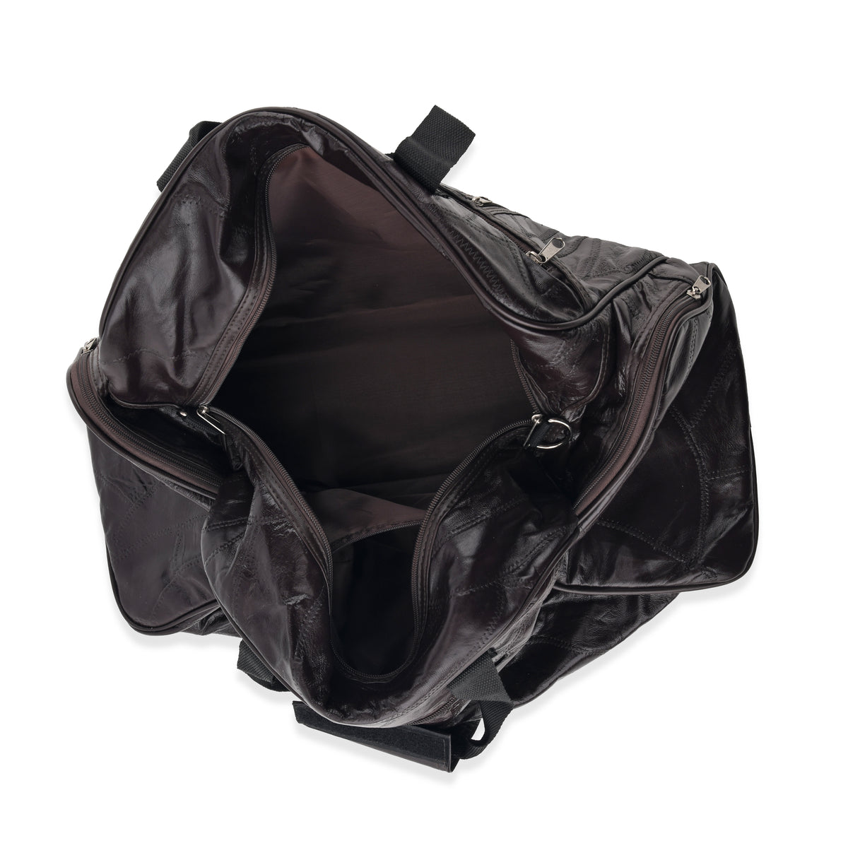 100% Genuine Leather Holdall Travel Duffel Bag - Brown V32665562 5