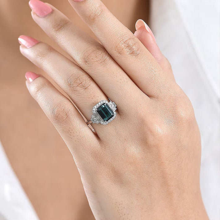 Rhapsody 950 Platinum AAAA Indicolite White Diamond EF, VS Main Stone With Surrounding Stone Ring, Platinum Wt.5.5 Gms  2.540  Ct. 8575559 2