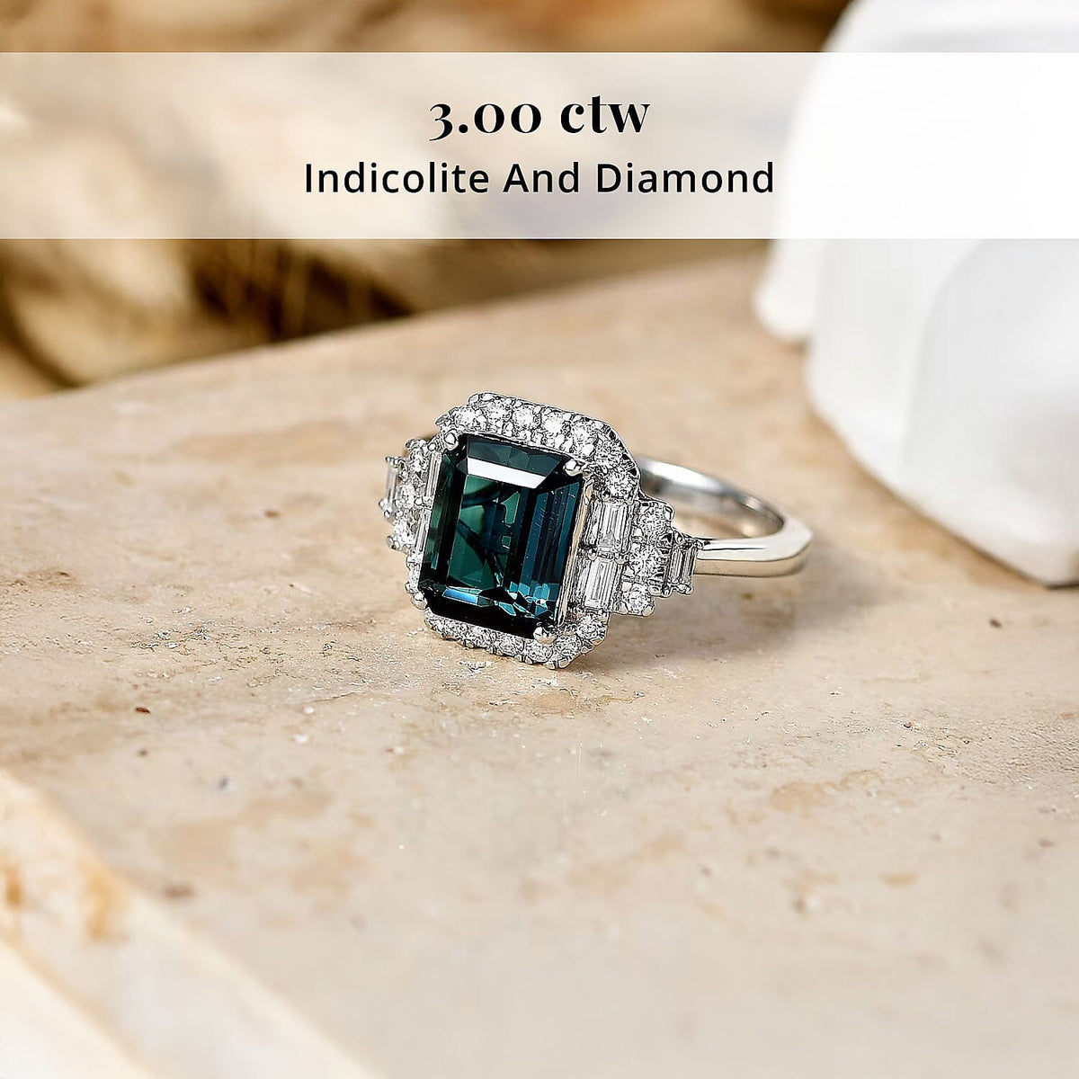 Rhapsody 950 Platinum AAAA Indicolite White Diamond EF, VS Main Stone With Surrounding Stone Ring, Platinum Wt.5.5 Gms  2.540  Ct. 8575559 2