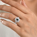 D'Joy Indicolite, Moissanite Main Stone With Surrounding Stone Ring in Rhodium OverlaySterling Silver  1.460  Ct._8575585_2