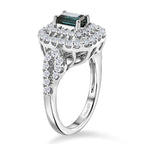 D'Joy Indicolite, Moissanite Main Stone With Surrounding Stone Ring in Rhodium OverlaySterling Silver  1.460  Ct._8575585_3