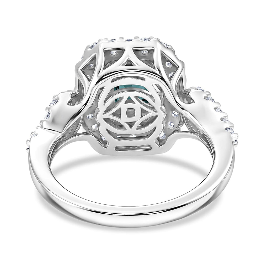 D'Joy Indicolite, Moissanite Main Stone With Surrounding Stone Ring in Rhodium OverlaySterling Silver  1.460  Ct._8575585_4