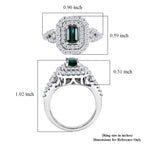 D'Joy Indicolite, Moissanite Main Stone With Surrounding Stone Ring in Rhodium OverlaySterling Silver  1.460  Ct._8575585_5