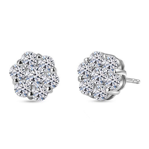Luxuriant - Lab Grown Diamond (SI-G-H) Pressure Set Earring with Push Post in Rhodium Overlay Sterling Silver 2.00 Ct.