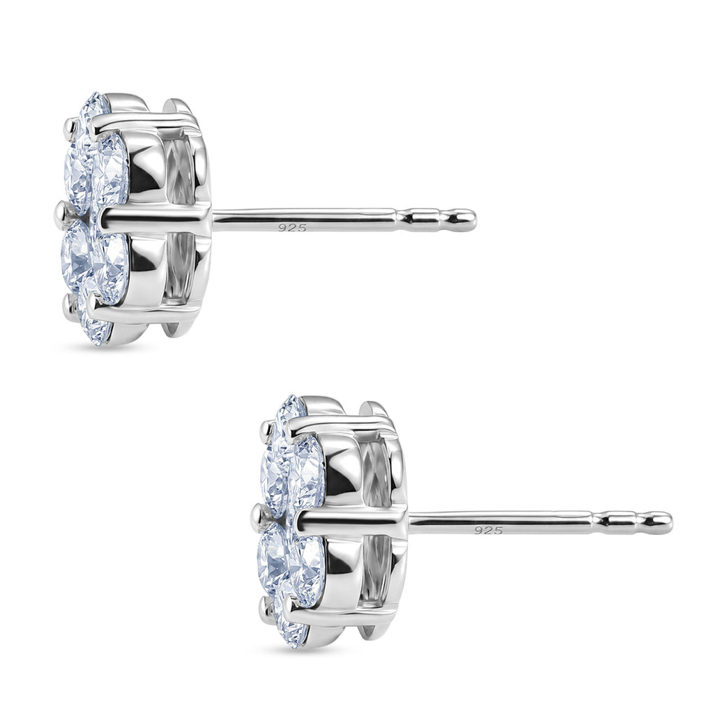 Luxuriant - Lab Grown Diamond (SI/G-H) Pressure Set Earring with Push Post in Rhodium Overlay Sterling Silver 2.00 Ct._8575816_3