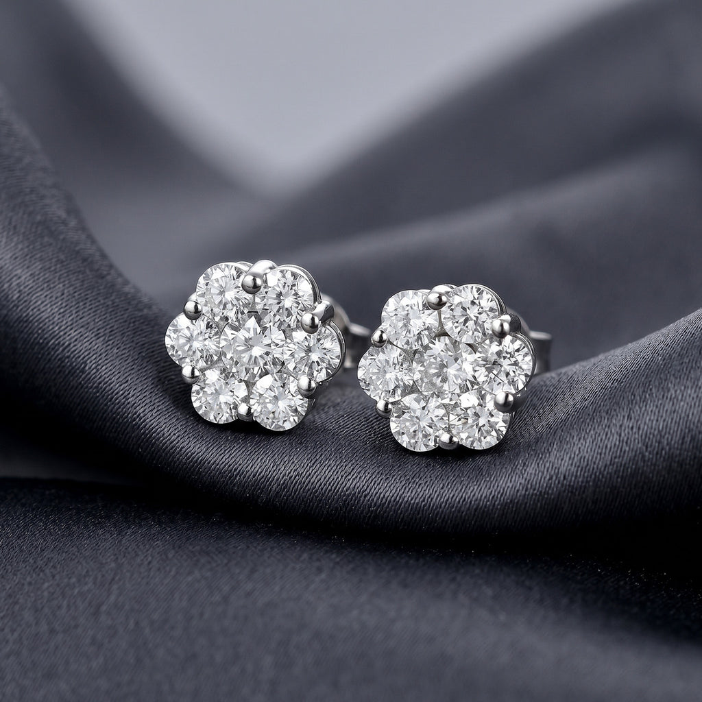 Luxuriant - Lab Grown Diamond (SI/G-H) Pressure Set Earring with Push Post in Rhodium Overlay Sterling Silver 2.00 Ct._8575816_5