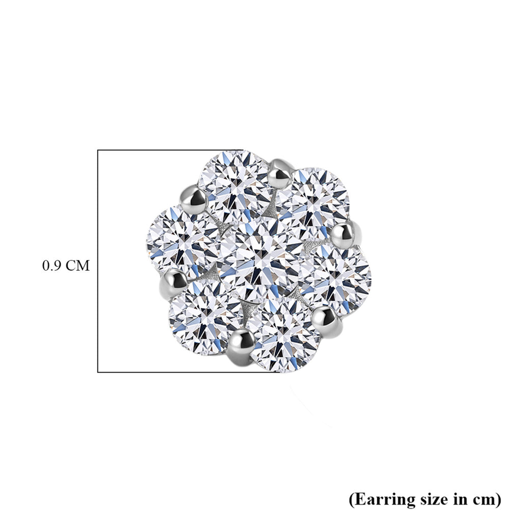 Luxuriant - Lab Grown Diamond (SI/G-H) Pressure Set Earring with Push Post in Rhodium Overlay Sterling Silver 2.00 Ct._8575816_6